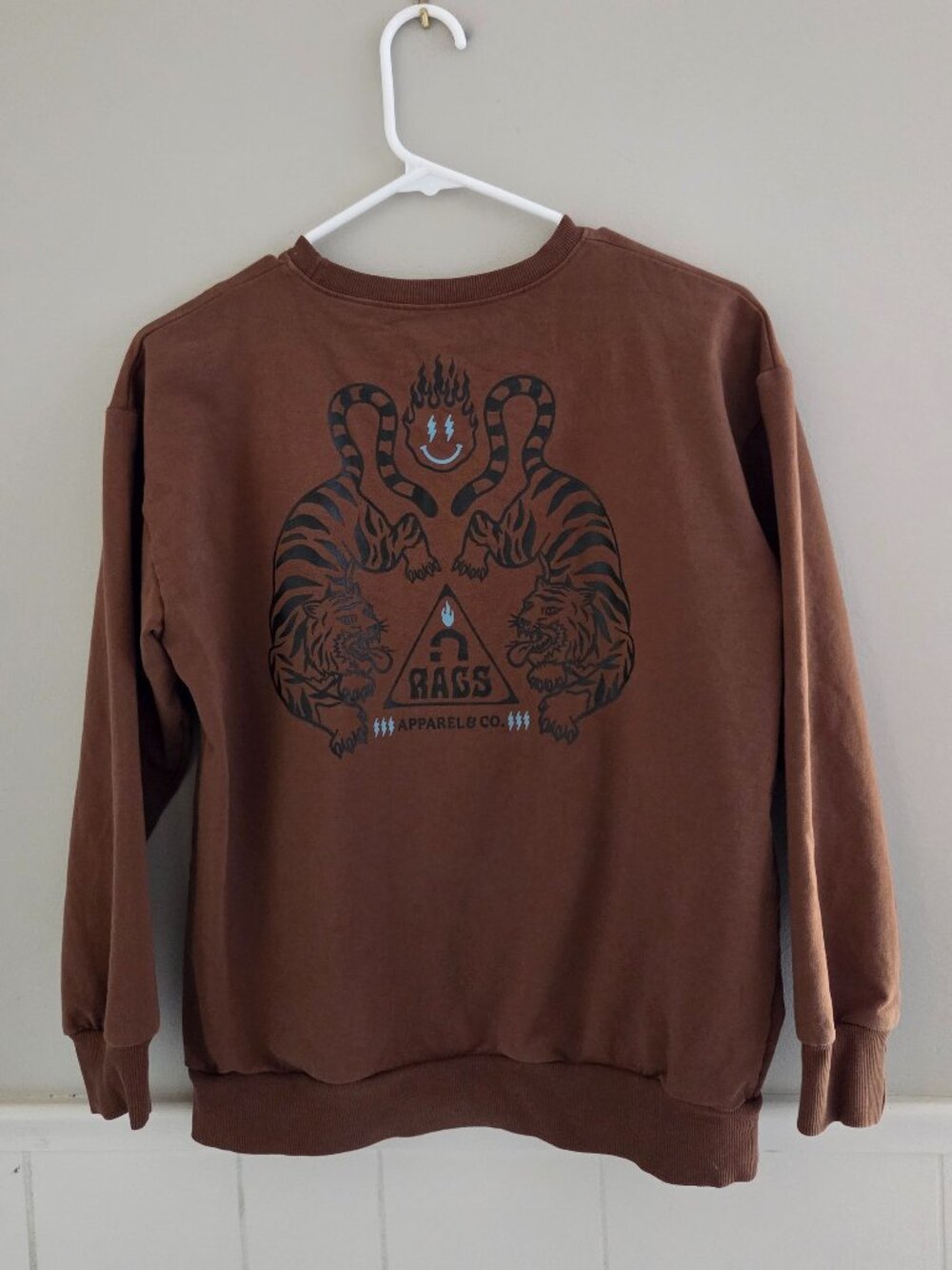 RAGS Brown Tiger Graphic Crewneck Sweatshirt